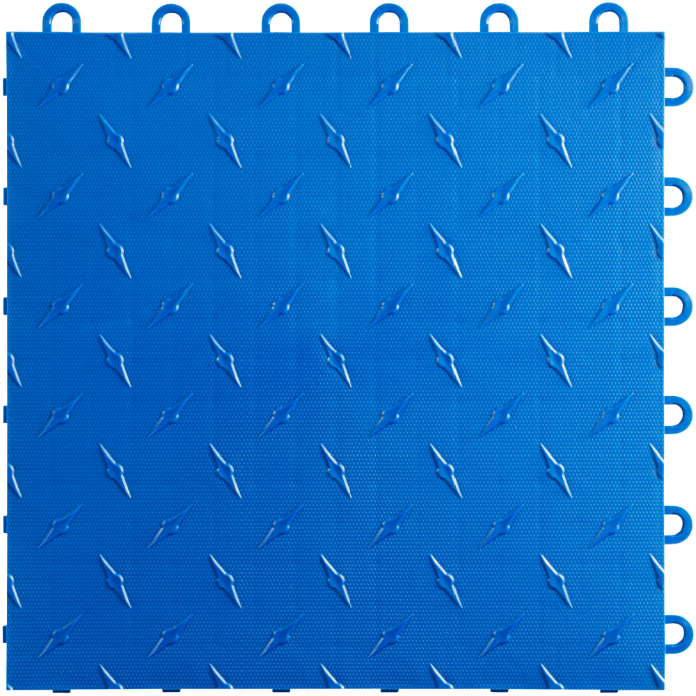 Blue interlocking floor tile with a textured pattern