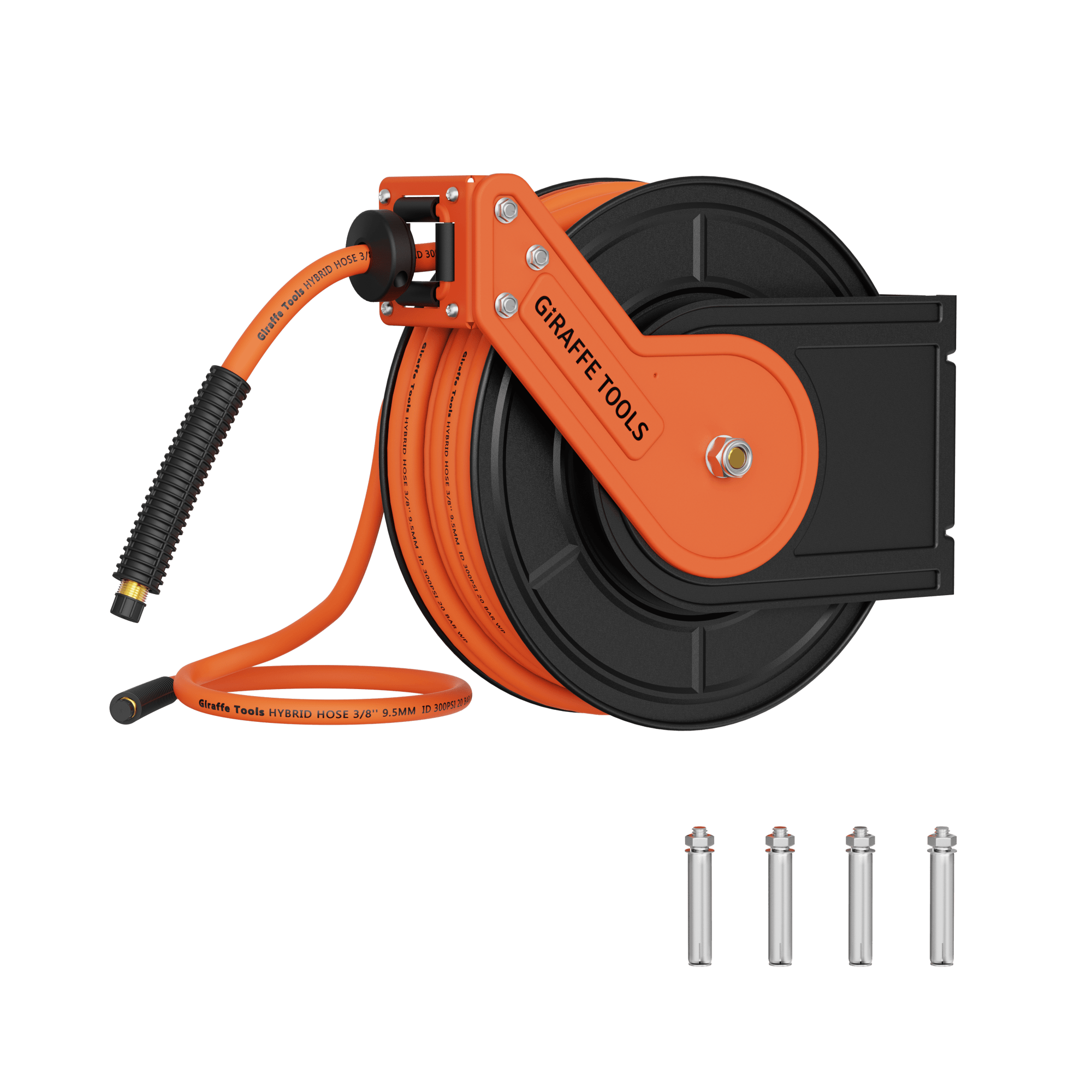 Giraffe Tools Retractable Air Hose Reel - Steel Construction Auto Rewind