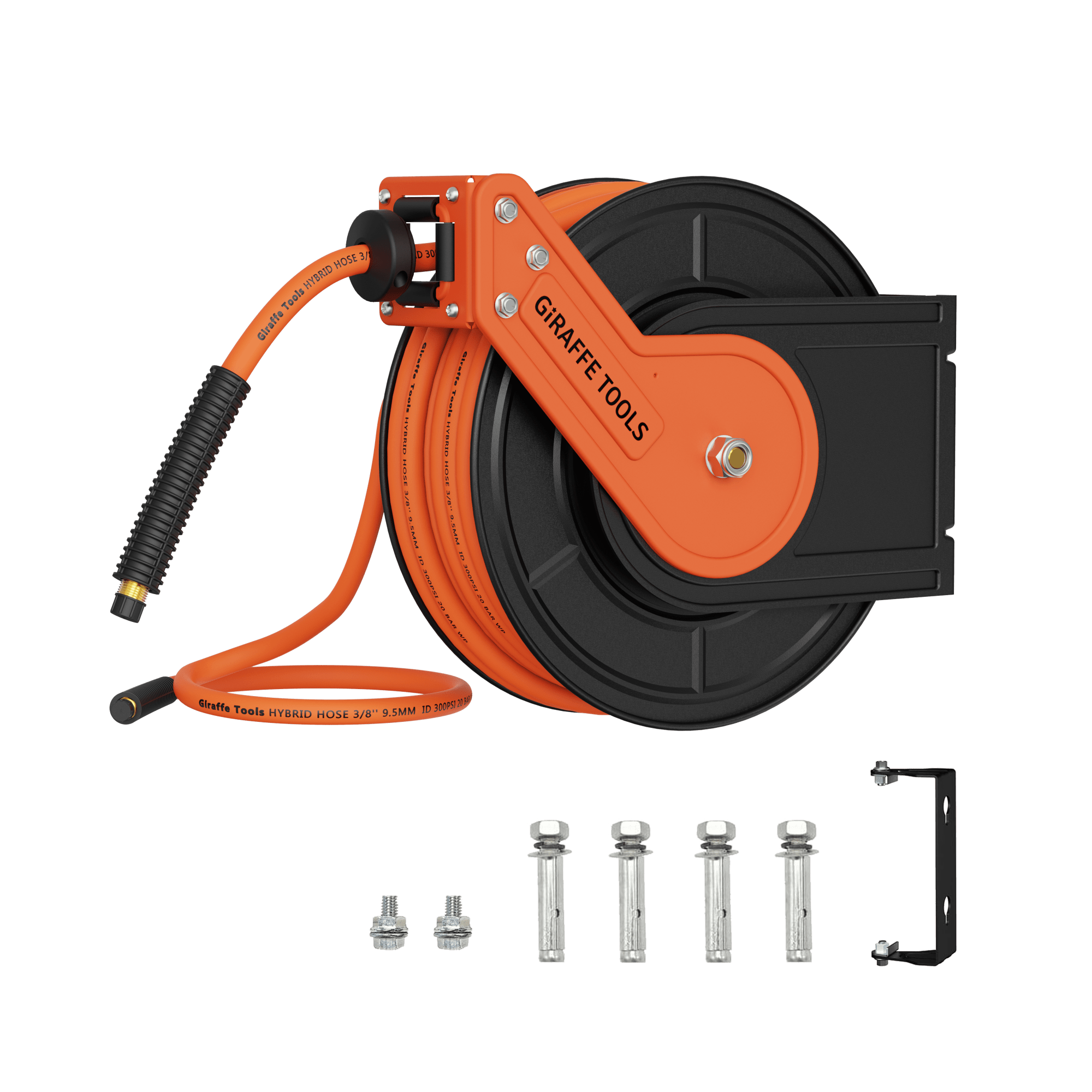 Giraffe Tools Retractable Air Hose Reel - Steel Construction Auto Rewind