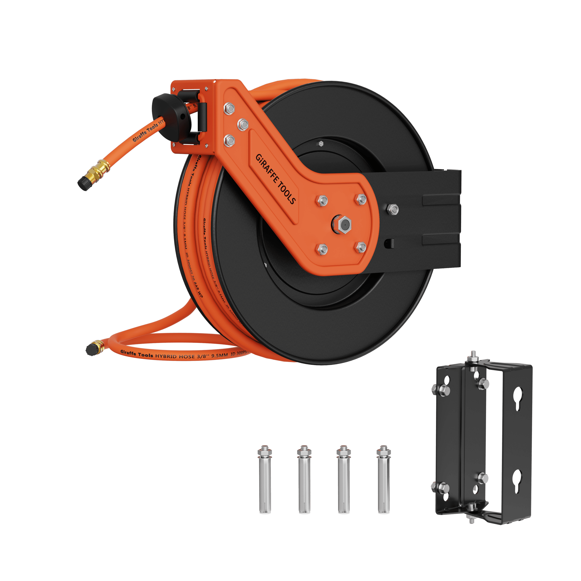 Giraffe Tools Retractable Air Hose Reel - Steel Construction Auto Rewind