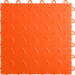 Orange interlocking floor tile with a textured pattern