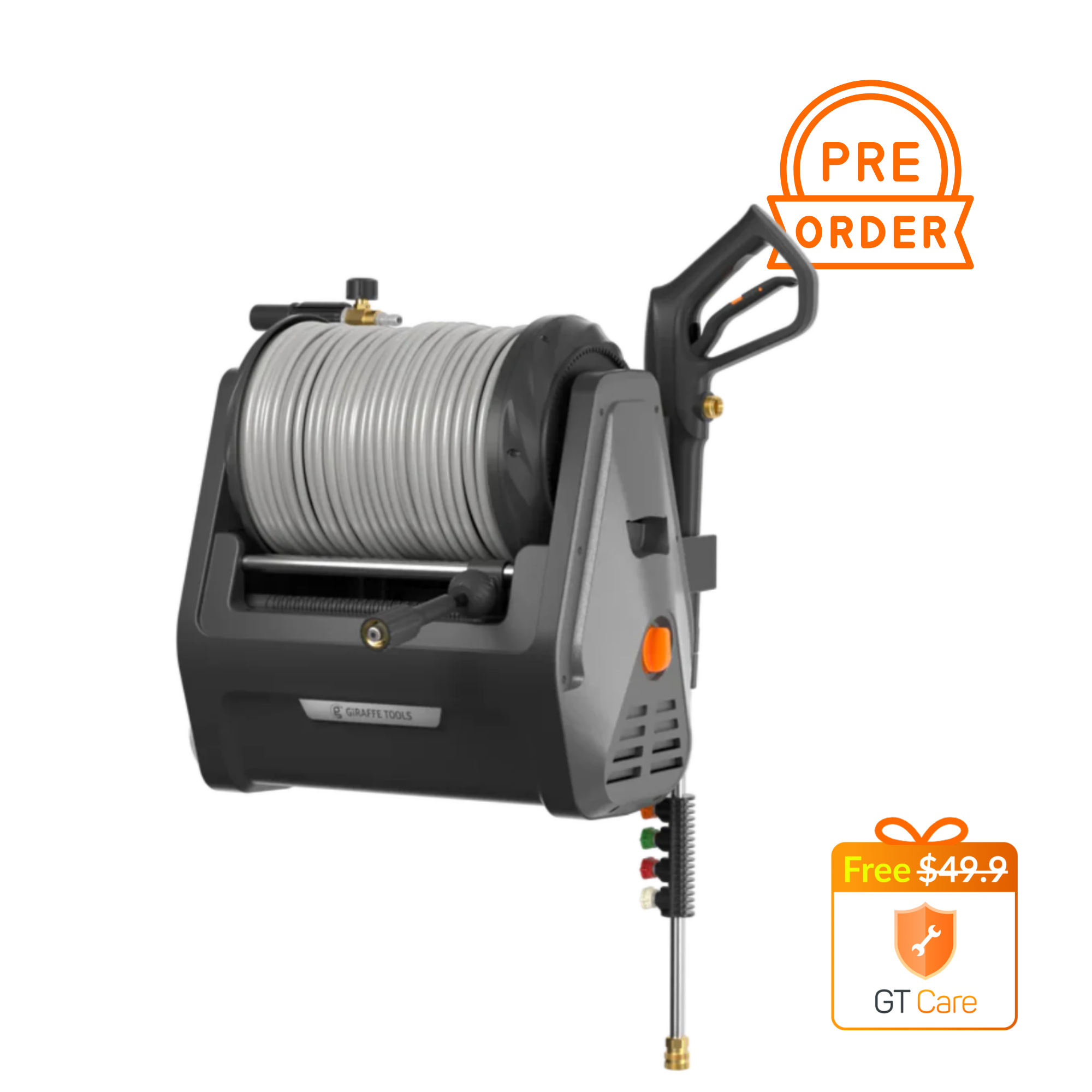 Giraffe Tools Grandfalls Plus Retractable Pressure Washer - 2900 PSI Wall Mount