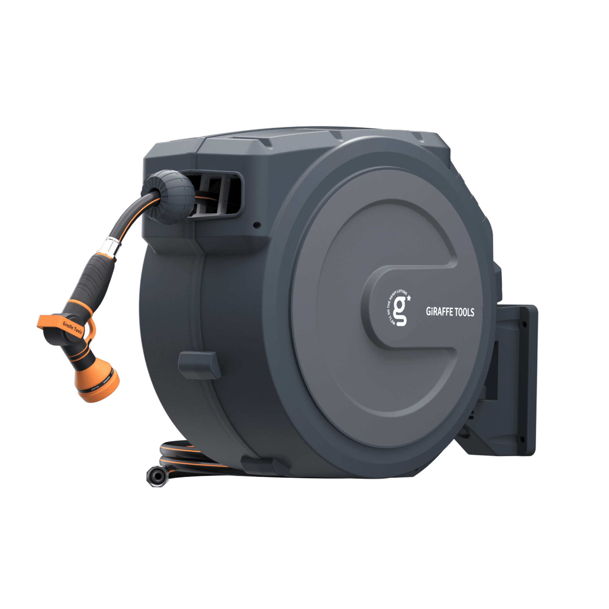 Giraffe Tools Retractable Garden Hose Reel 5/8 inch model with 115ft hose