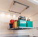 Auxx-Lift Motorized Garage Ceiling Storage Lift with colorful totes