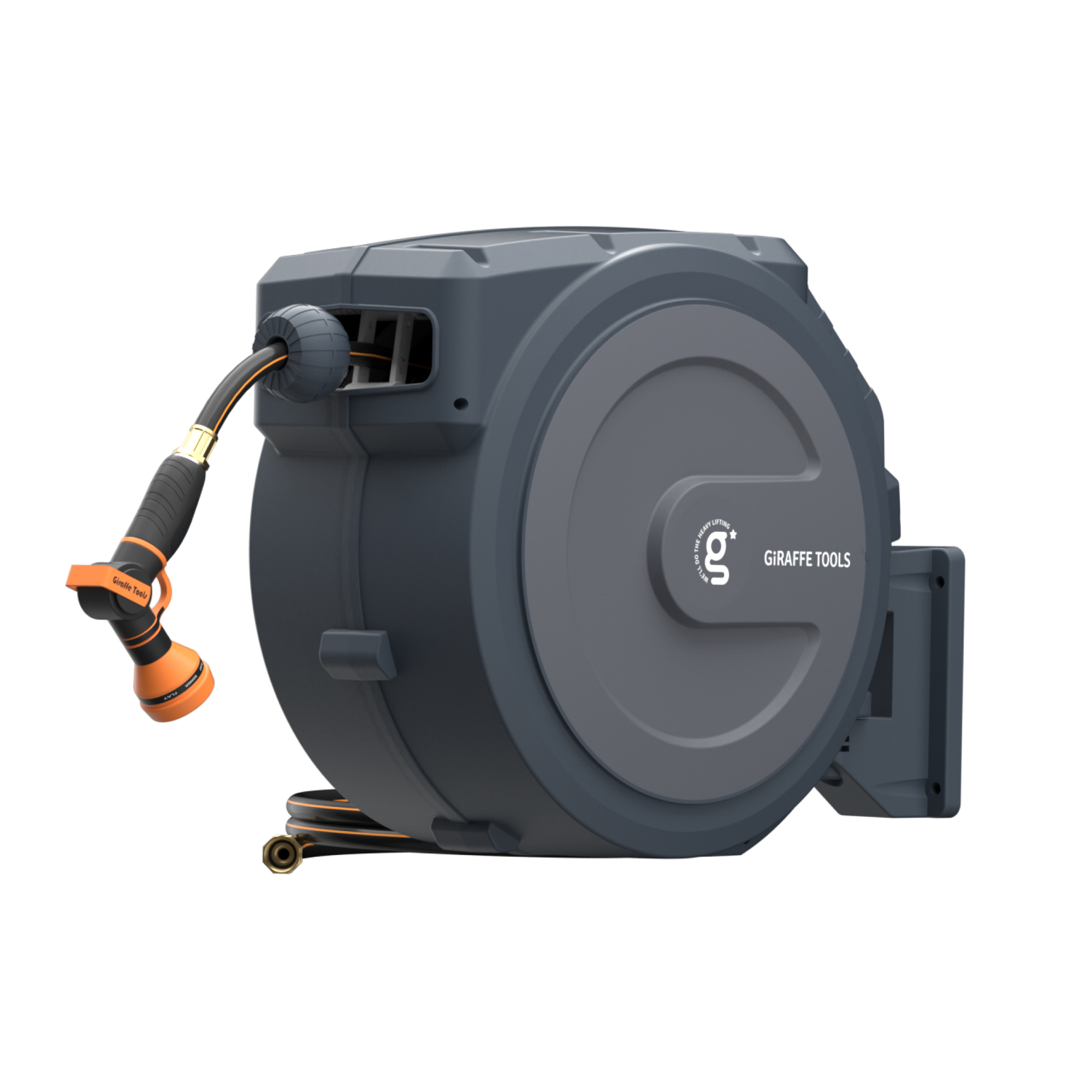 Giraffe Tools Retractable Garden Hose Reel - 100ft Wall Mount with 300lb Bracket