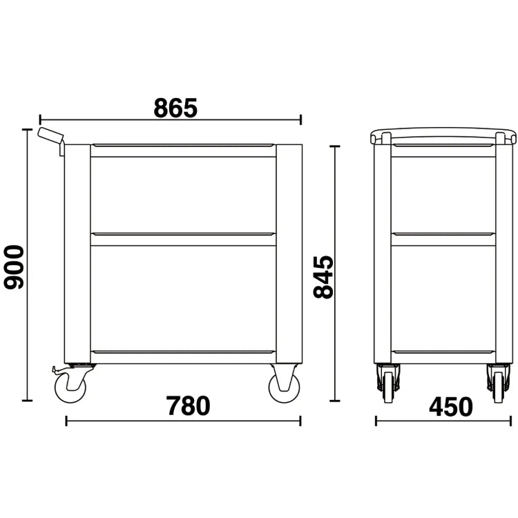 Beta Tools C51 "Easy Trolley" Heavy-Duty 3-Shelf Utility Cart (440 lb Load)