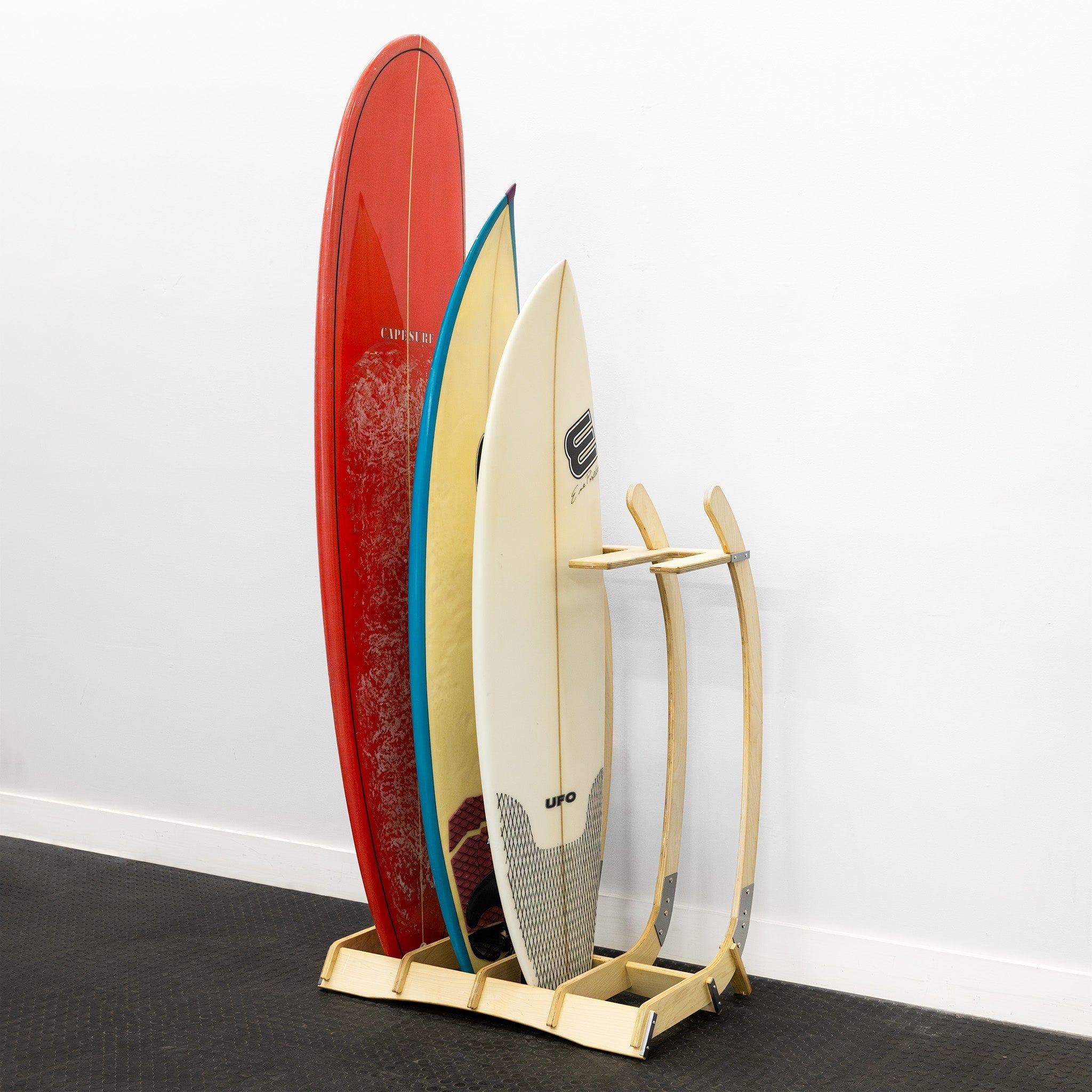 StoreYourBoard Big Sur Surfboard Storage Wood Stand | Holds 4 Surfboards