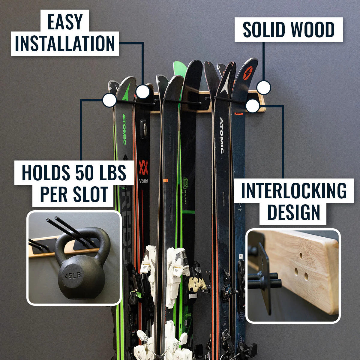 StoreYourBoard Burlington Ski Storage Rack | Holds 6 Pairs of Skis