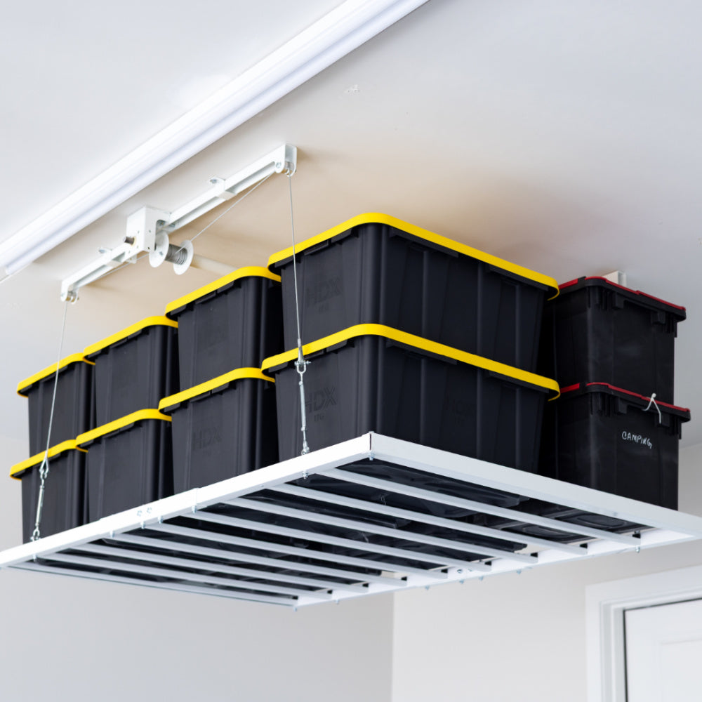 ceiling-sam-4x6-storage-elevator-elevated-with-storage-totes-corner-angle