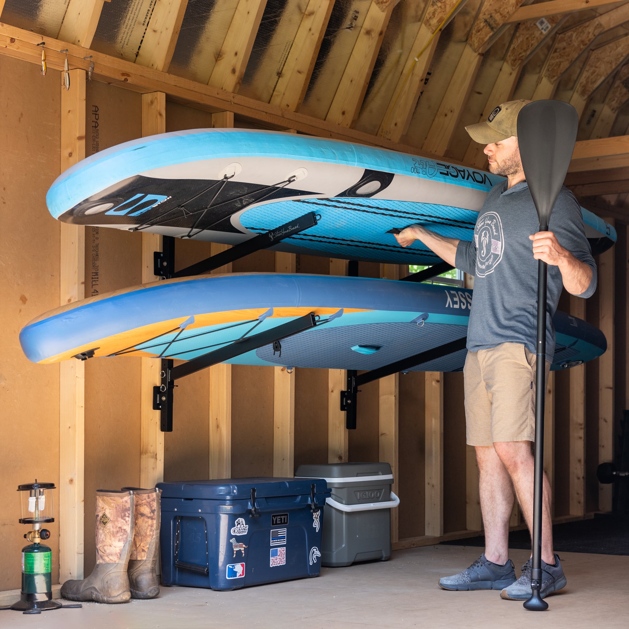 StoreYourBoard Champlain Kayak Storage | Indoor Adjustable Rack | 2 Levels