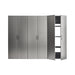 Gray wardrobe with open door on a white background