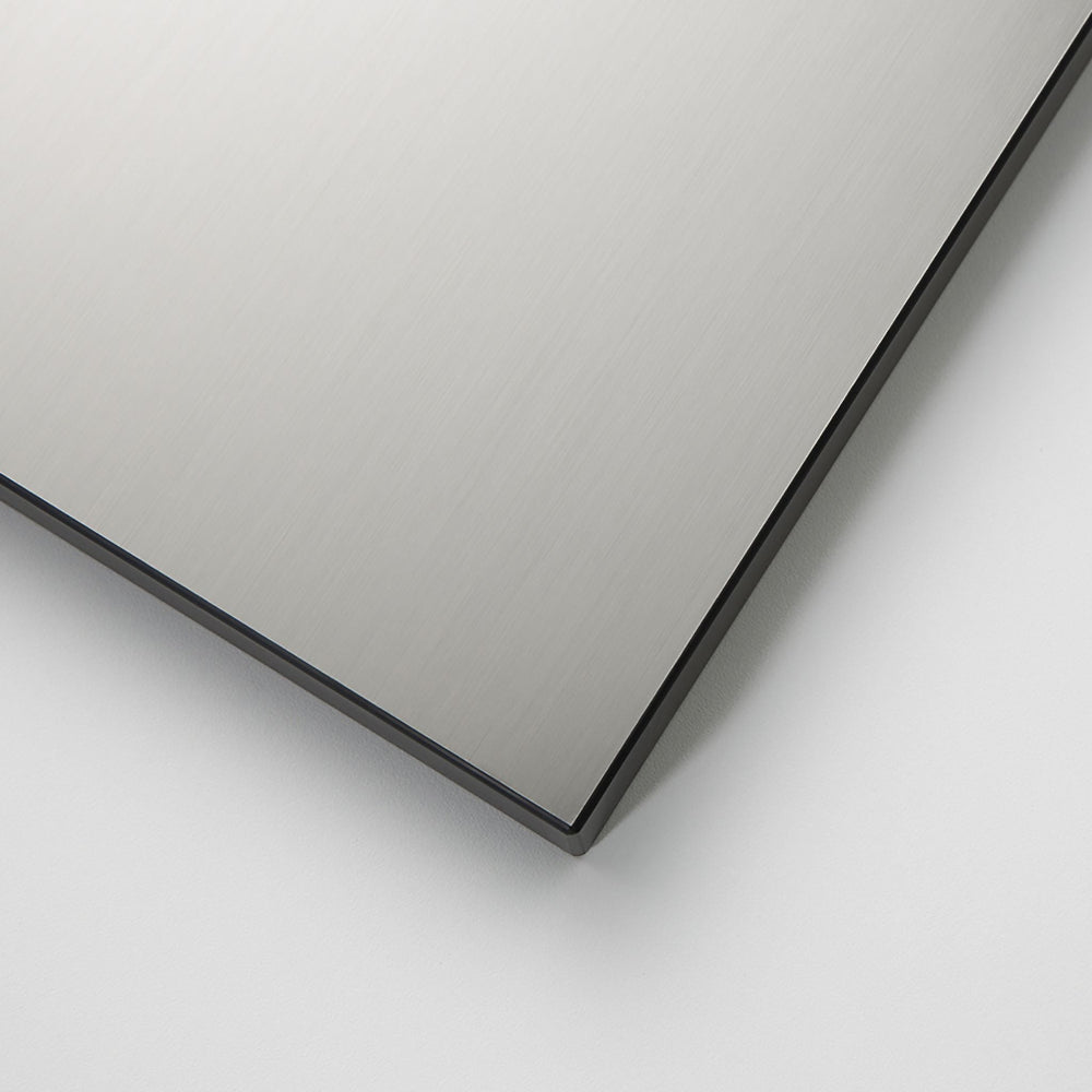 Metallic square object on a white background