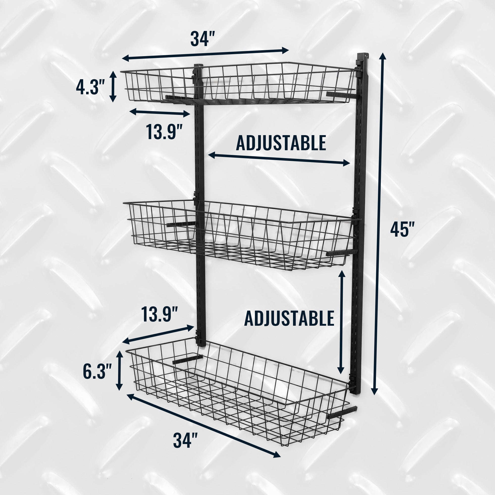 G-Basket | Adjustable Wall Storage System | Holds 120 lbs