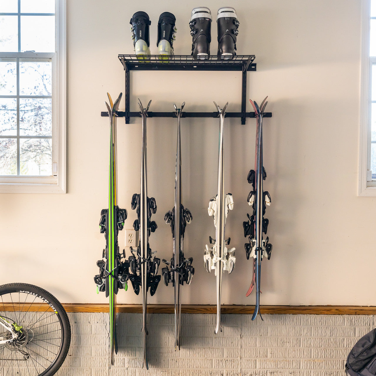 Solitude Ski Wire Shelf | Adjustable Wall Storage System | Holds 10 Pairs of Skis