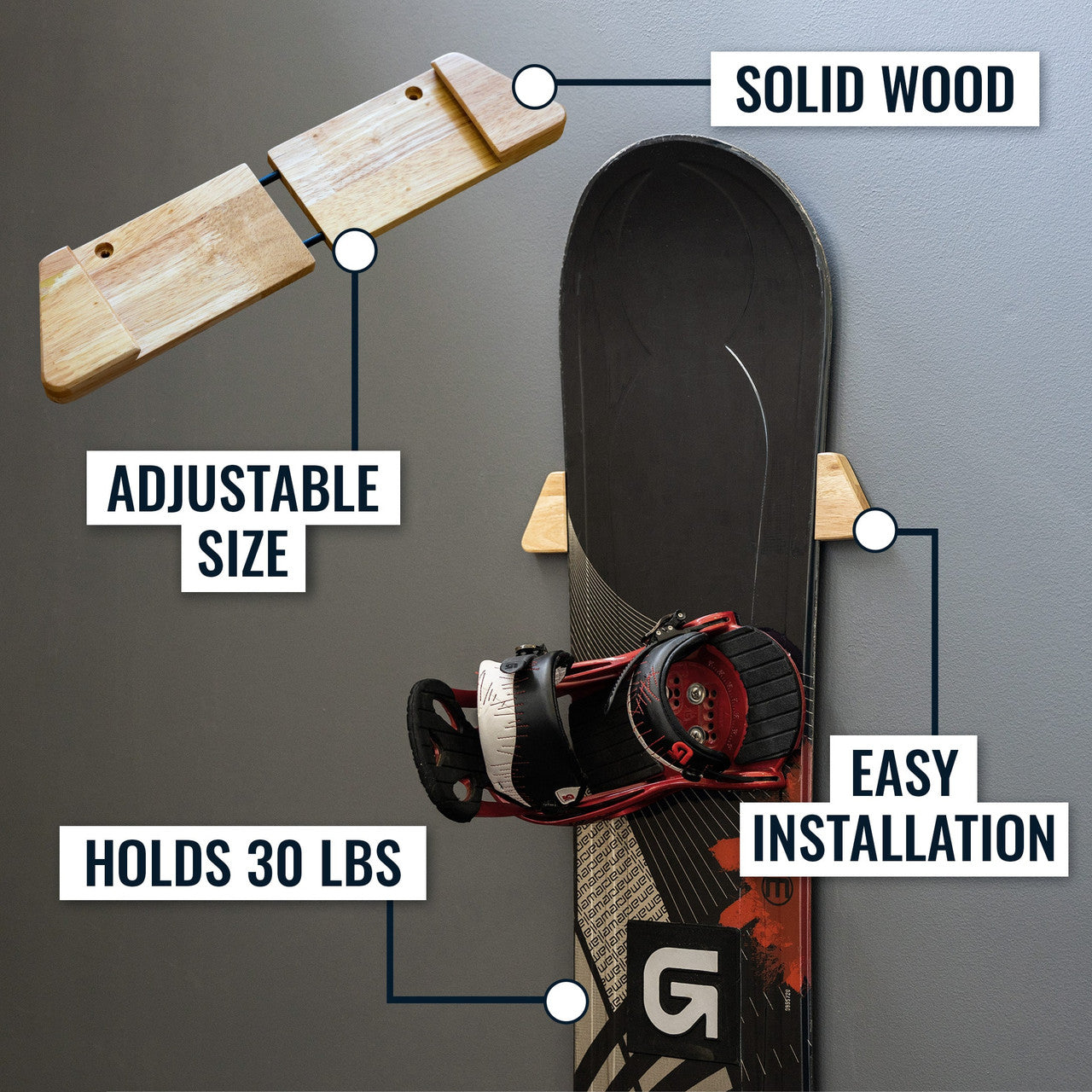 StoreYourBoard Taos Snowboard Storage | Minimalist Wood Display Rack