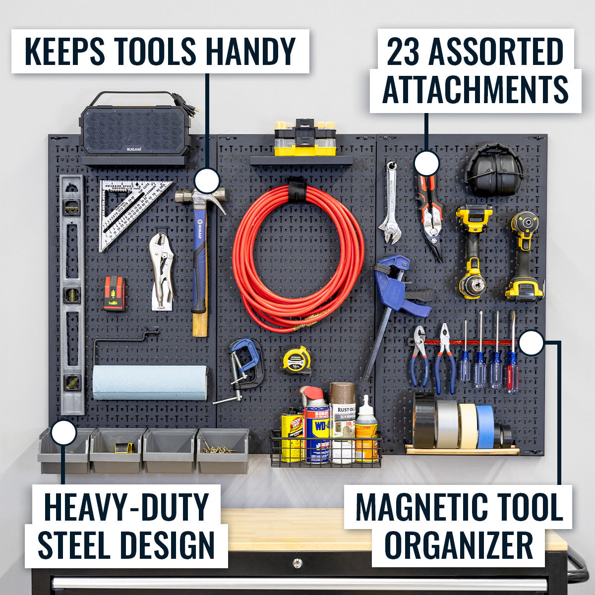 51" x 32" PRO Pegboard | 23 Attachments