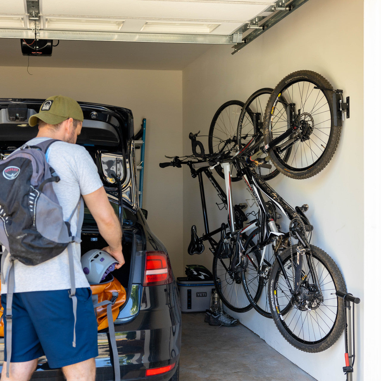 StoreYourBoard Swivel Mount Bike Storage Rack | 2 Bike Garage Wall Hooks | Deep Water