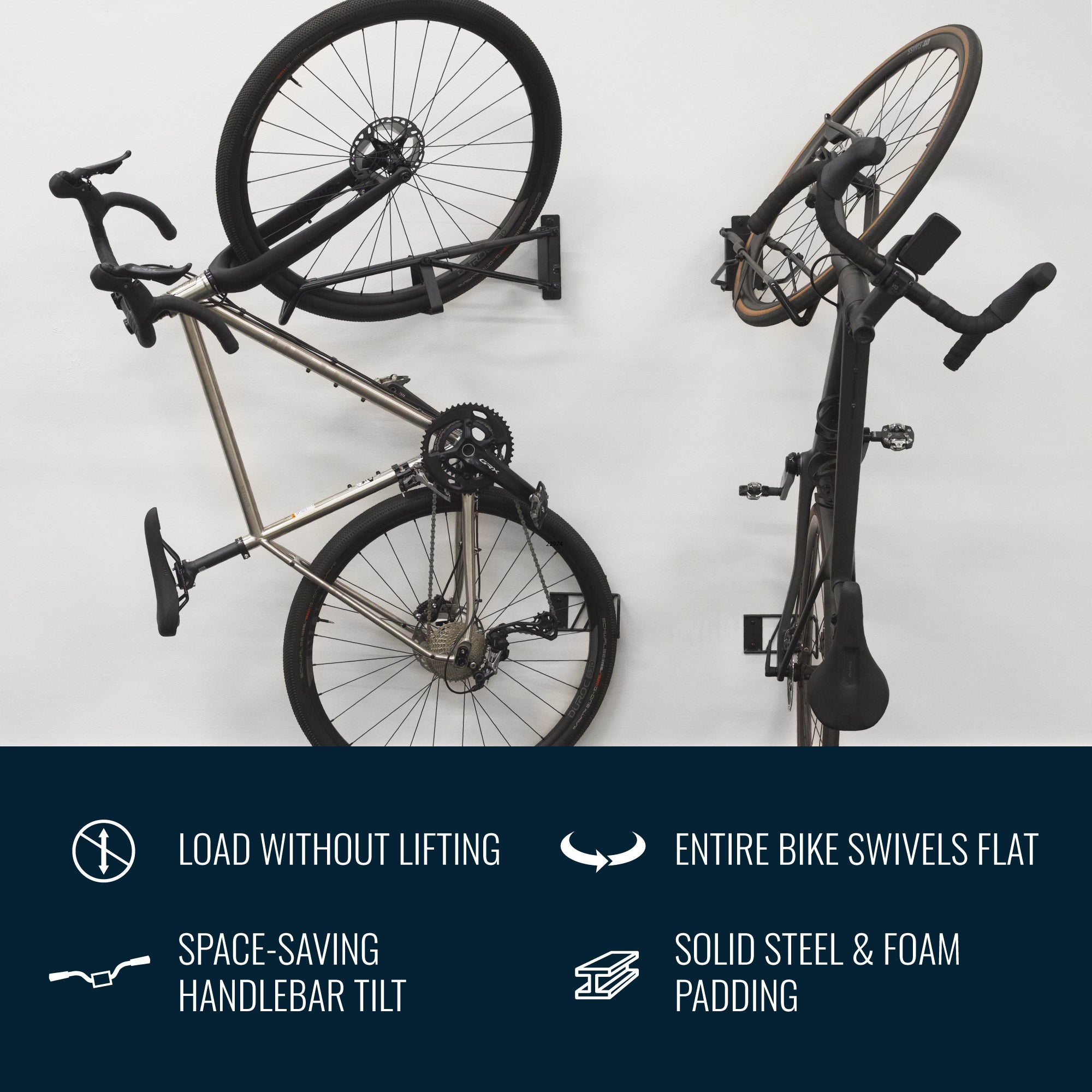 StoreYourBoard SwivelStow No-Lift Road & Gravel Bike Rack | 4 Pack
