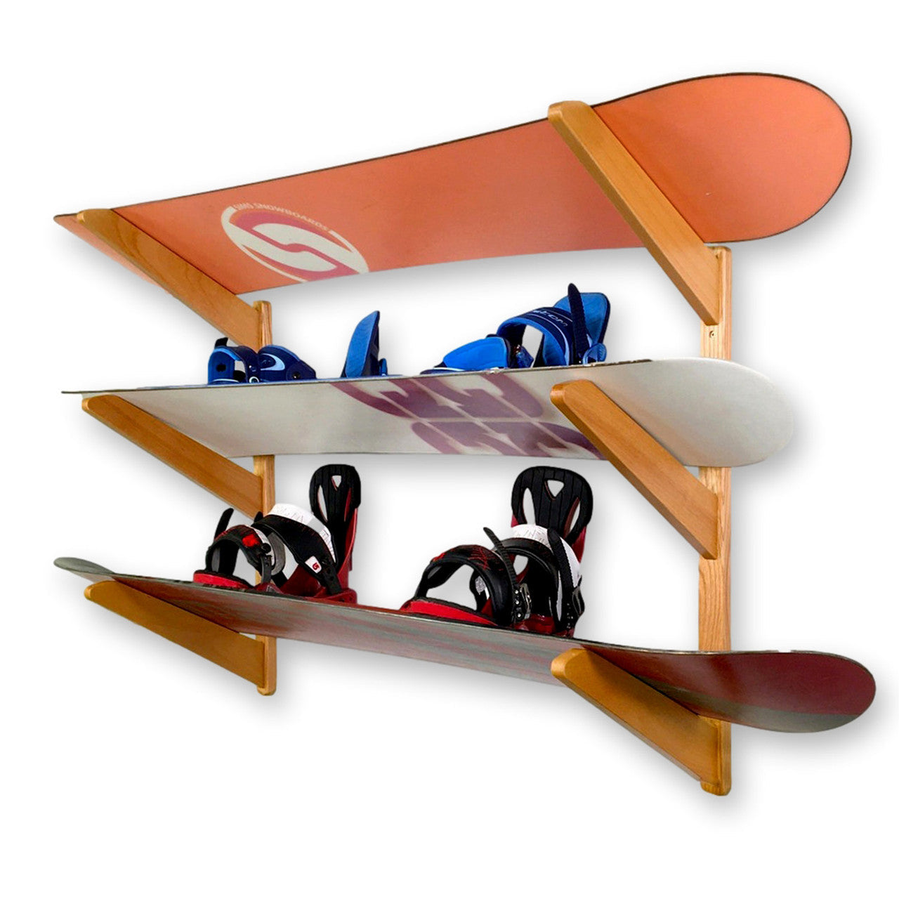 StoreYourBoard TidyTimber Snowboard Storage Wood Rack | Holds 3 Snowboards